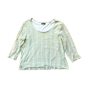 Vtg Y2K Womens Top 2X Pastel Green Lace Fairy Coquette Dainty Feminine Cottage